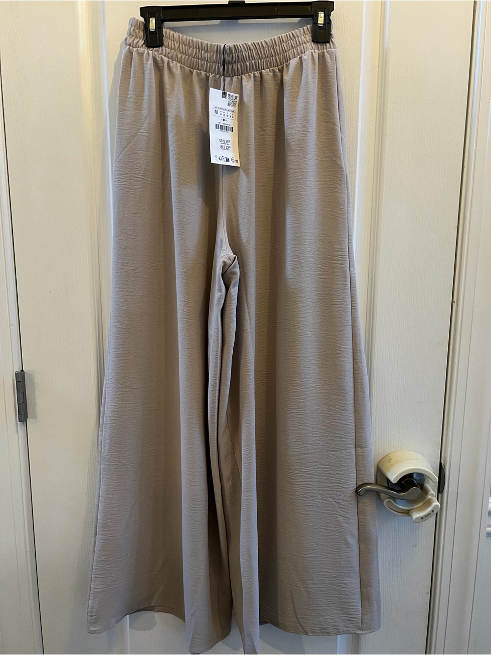 Wide Leg Elastic Waist Pants in Taupe
